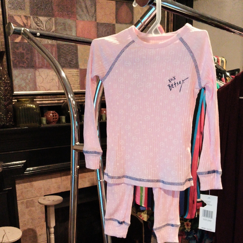 FINAL PRICE NWT BETSEY JOHNSON Kids Pink/White/Blue Pajamas Size 24 Months